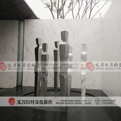 华宇示范区不锈钢景观抽象雕塑 中式抽象人物雕塑